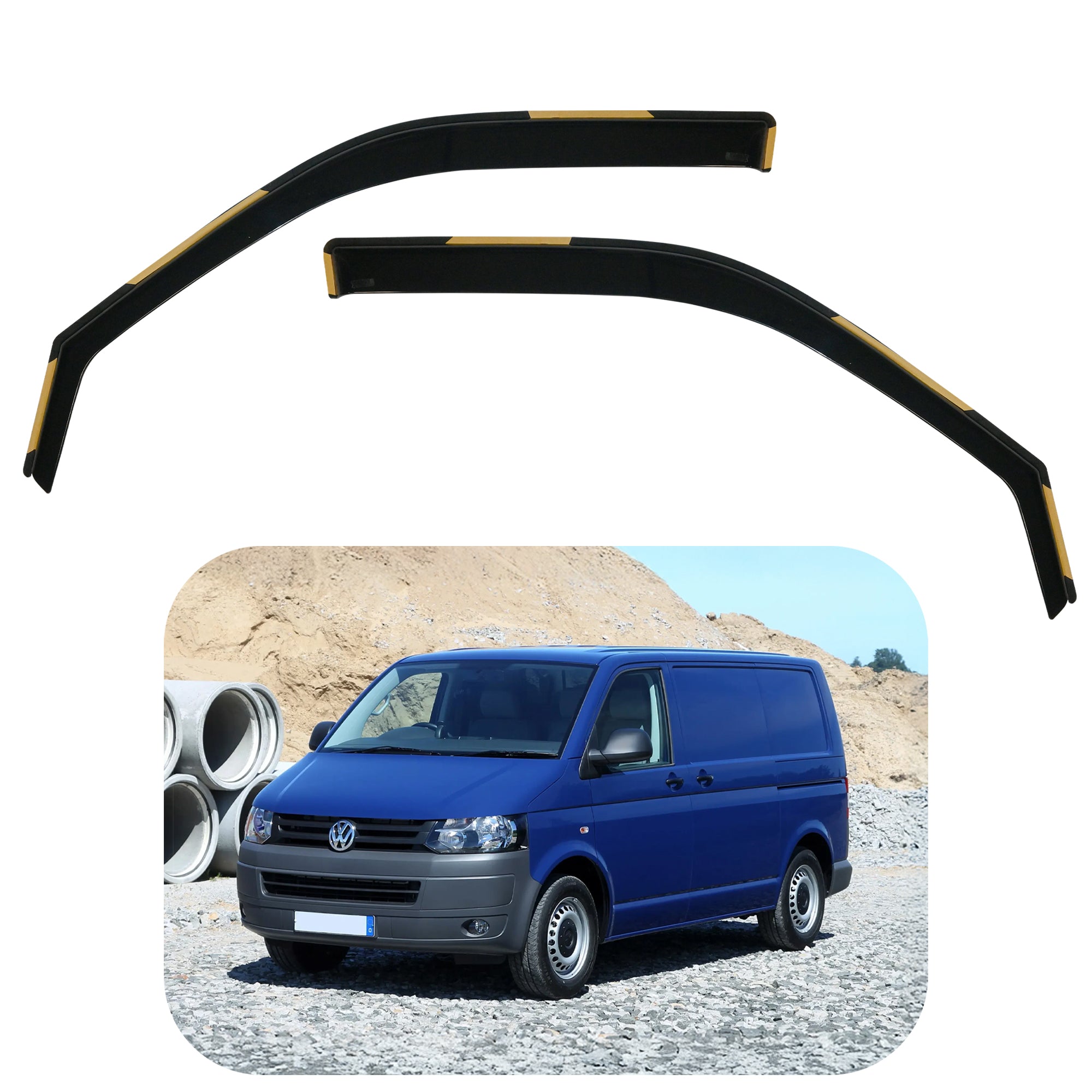 Owiewki do samochodu (wkładane do uszczelki) - Volkswagen Transporter T-5, T-6, T-7, T-8 2003 - 2024 VehPart